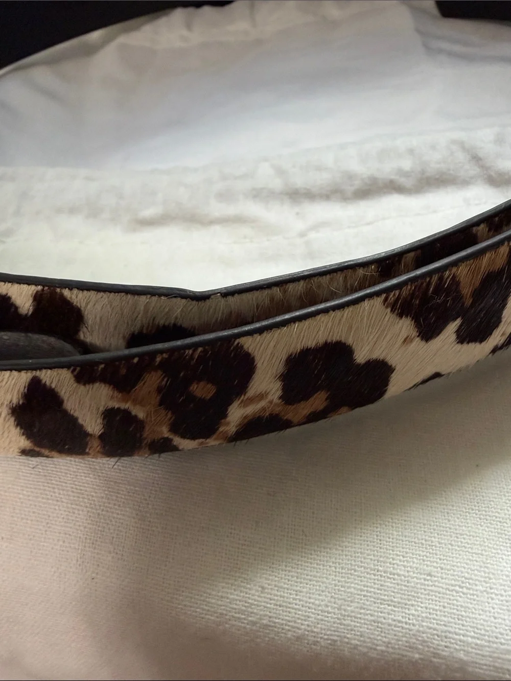 Leopard Print Leather Belt - Tan and Black